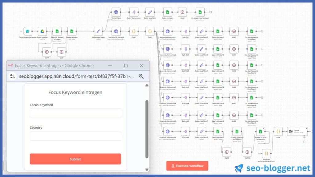 Screenshot des von Nils Peter Neumann erstellten Tools "keyword research in 1 click"