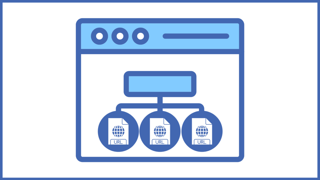 Illustration eines Browserfensters, in der sich eine Sitemap befindet.