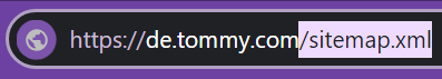 Screenshot einer URL mit der Endung /sitemap.xml