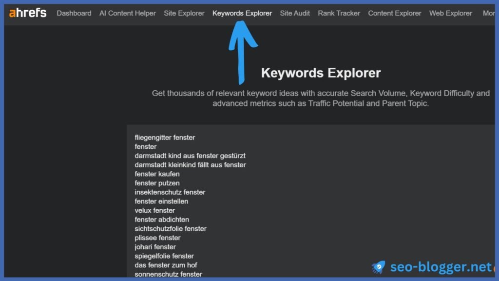 Screenshot – Eine Liste mit 2500 Keywords wurden in das Eingabefeld des Keyword Explorers von Ahrefs kopiert.