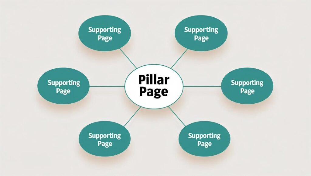 Mindmap mit einer Pillar Page in der Mitte.