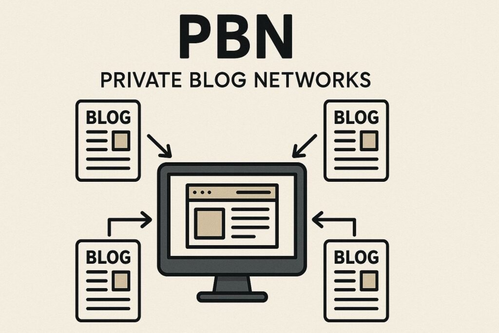 Illustration eines Privat Blog Networks (PBN).