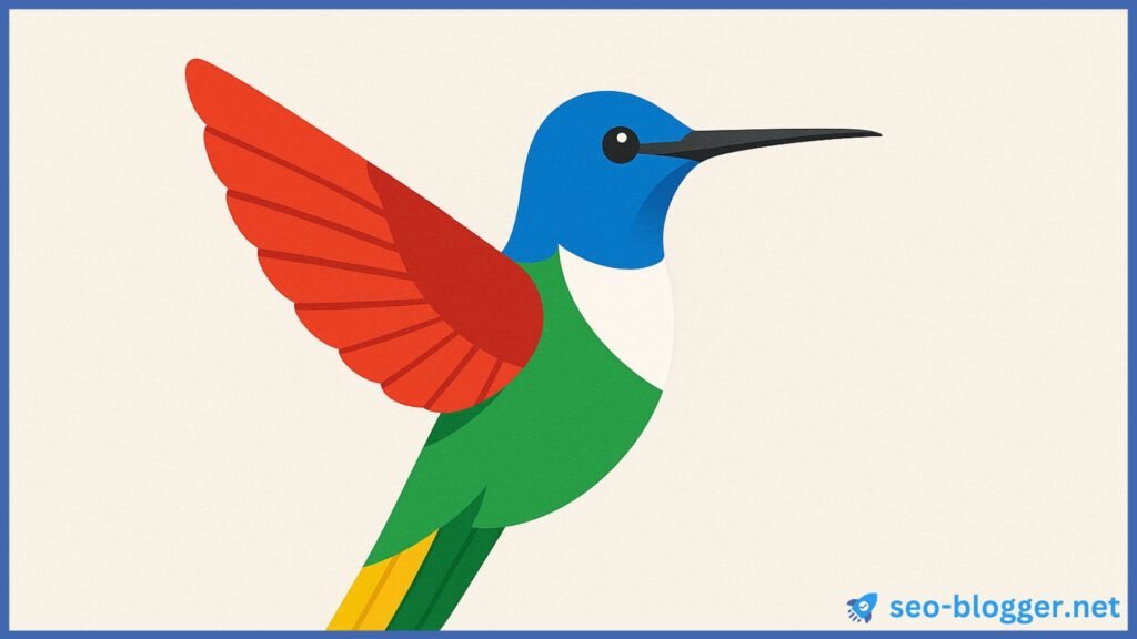 Ein Kolibri in den Farben von Google.