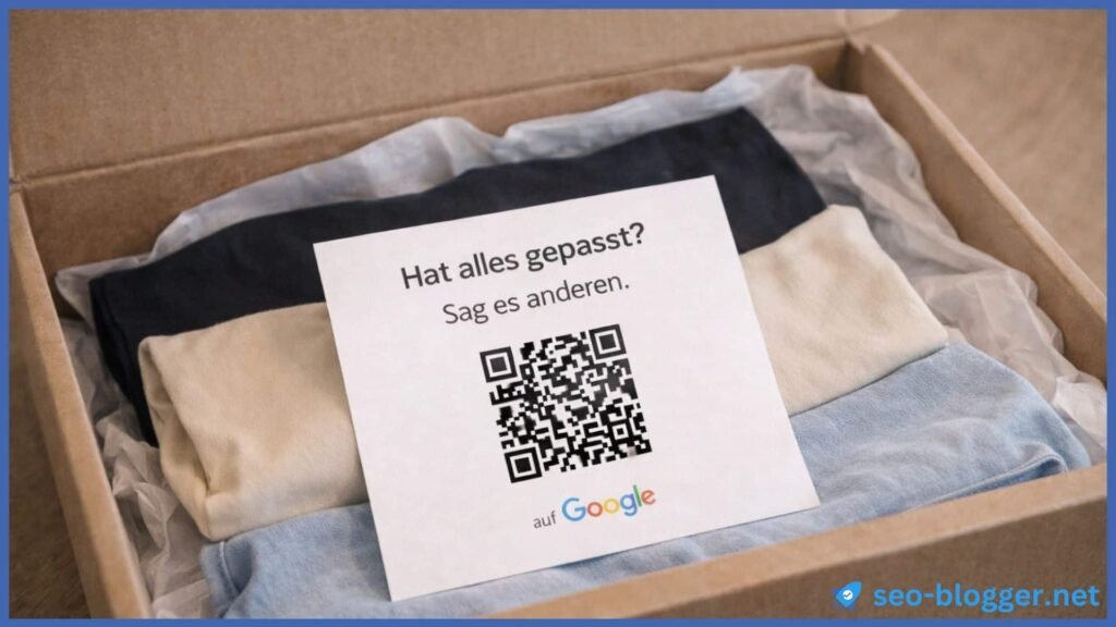 Ein QR Code als Beipackzettel in einem Paket.
