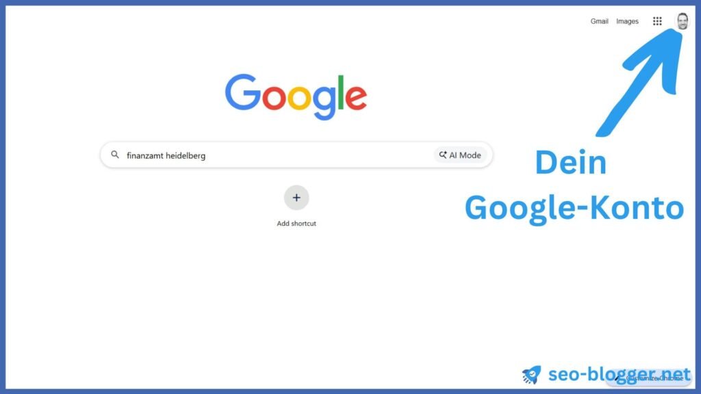 Google-Suche. Marhiert ist das Profilbild oben rechts.