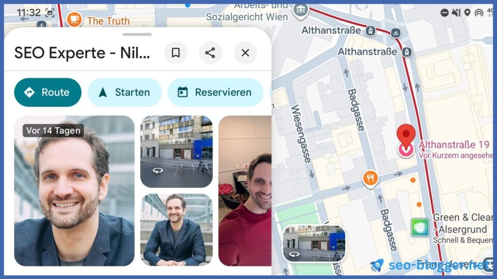 Ein geöffnetes Google Unternehmensprofil in der Google Maps App