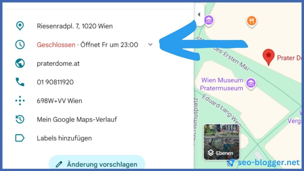 Ein geschlossenes Unternehmen in Google Maps.